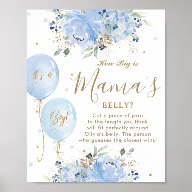 Poster Blue Balloons Floral Boy Comment Big Mama's Belly  (Devant)