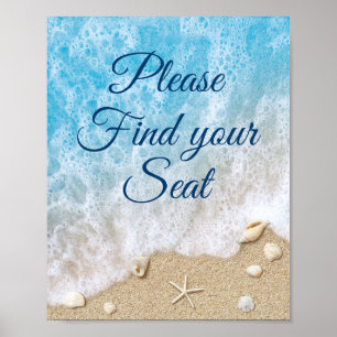 Poster Blue Beach Waves S'Il Vous Plaît Trouver Votre Aff