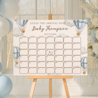 Poster Blue Bearly Wait Guess The Arrival Date Game Sign