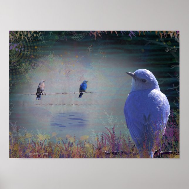 Poster Blue Bird of Happiness - Une oeuvre originale (Devant)