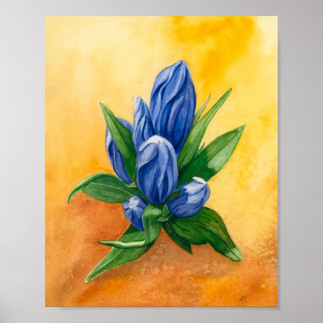 Poster "Blue Bloom" de Ramedious - Aquarelle Art Floral (Devant)