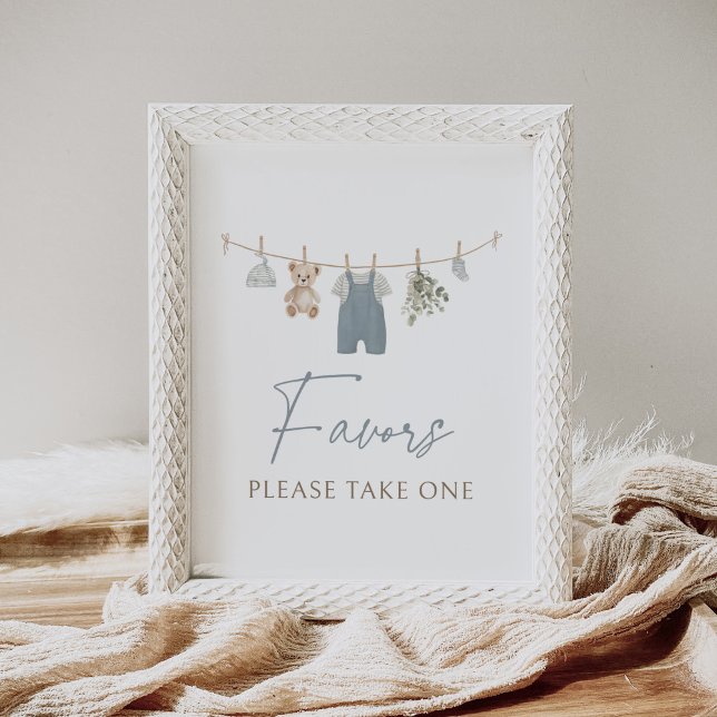 Poster Blue Boho Boy Baby Clothes Baby Shower Favors Sign (Créateur téléchargé)