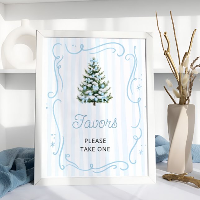 Poster Blue Bow Christmas Tree Baby Shower Favors (Créateur téléchargé)