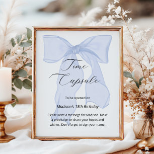 Poster Blue Bow Coquette 1er Anniversaire Heure Capsule