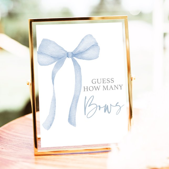 Poster Blue Bow Coquette Devine Combien de Baby showers (Créateur téléchargé)
