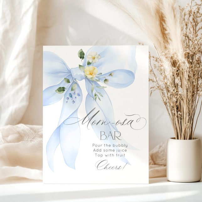 Poster Blue Bow floral Momosa bar aquarelle (Créateur téléchargé)
