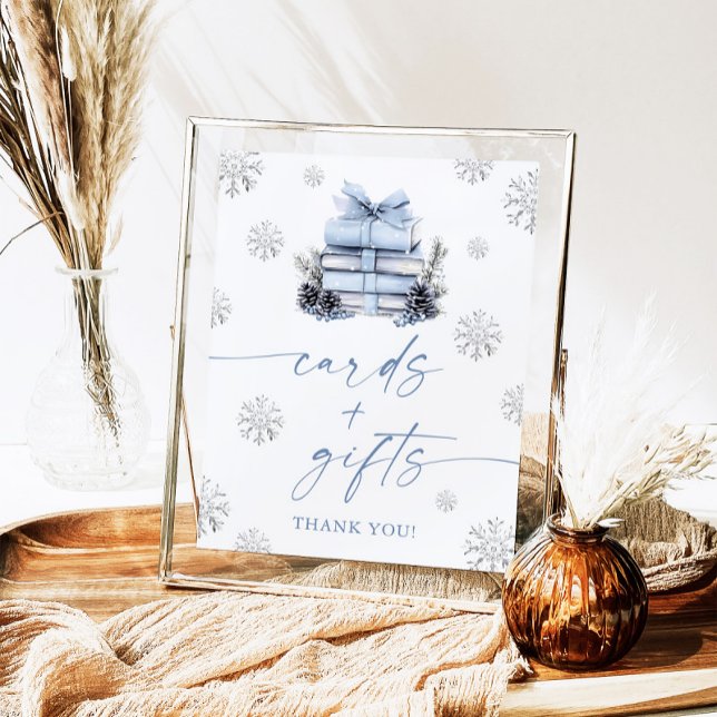 Poster Blue Bow Winter Books Baby Shower Cards & Gifts (Créateur téléchargé)