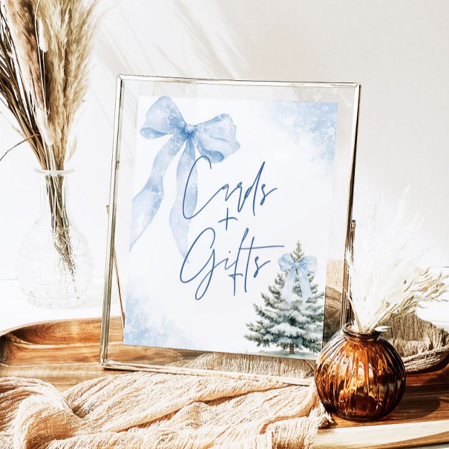 Poster Blue Bow Winter SnowflakeBaby Shower Cards & Gifts (Créateur téléchargé)