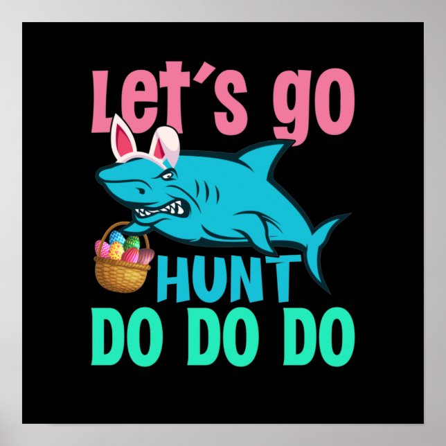 Poster Blue Bunny Oreilles requin Chasse aux oeufs de Pâq (Devant)