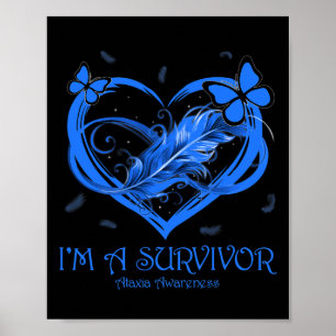 Poster Blue Butterfly Heart I'm A Survivor Ataxia Awarene