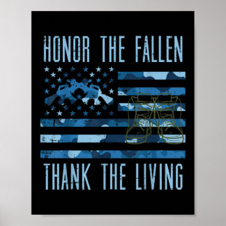 Poster Blue Camo Us Drapeau Honneur Le Fallen Remercier L