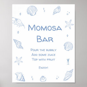 Poster Blue Coastal Beach Baby shower Momosa Bar