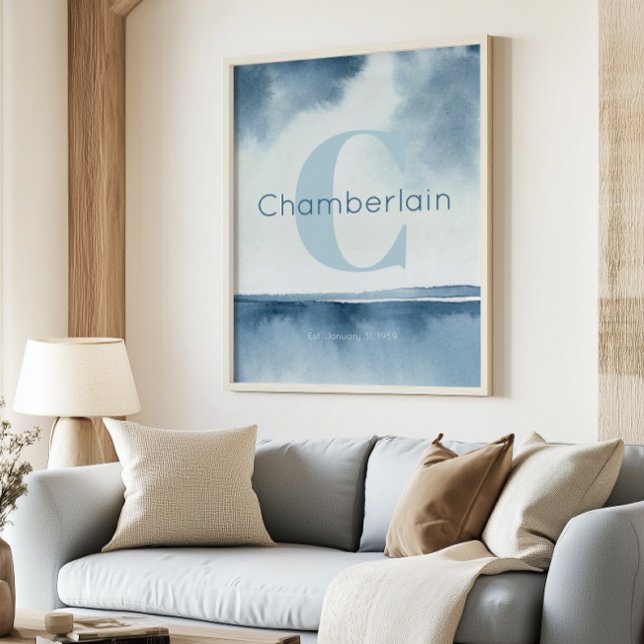 Poster Blue Coastal Custom Last Name Wall Art Prints (Créateur téléchargé)
