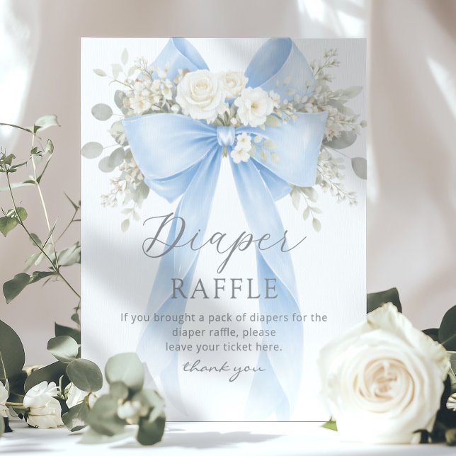 Poster Blue Coquette Bow Diaper raffle Baby shower (Créateur téléchargé)