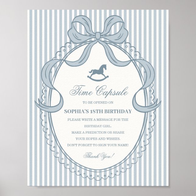 Poster Blue Coquette Bow Rocking Horse Time Capsule (Devant)