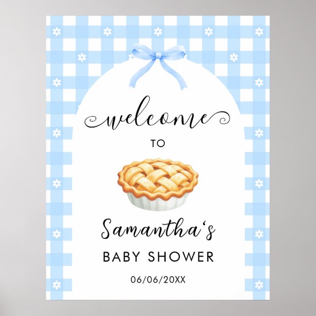 Poster Blue Coquette Pie Baby Shower Welcome (Devant)