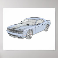 Blue Dodge Challenger Mopar Muscle Car