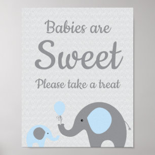 Poster Blue Elephant Babes are Sweet Please Take a Treat