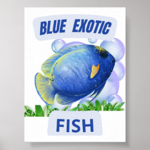 Poster Blue Exotic Fish – Hypnotic Ocean Glow Wall Art