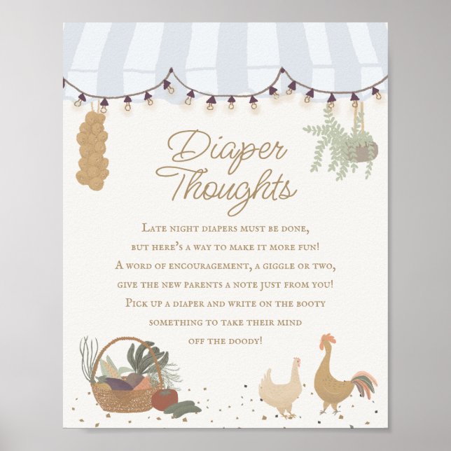 Poster Blue Farmers Market Farm Fresh Diaper Thoughts (Devant)