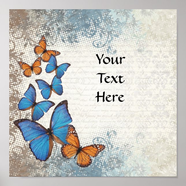 Poster Blue floral (Devant)