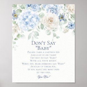 Poster Blue Floral Baby in Bloom Hydrangea Game
