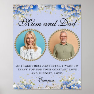 Poster Blue Floral Parents of the Bride Merci Cadeau