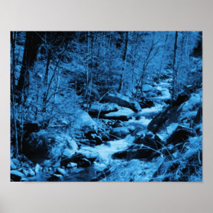 Poster Blue Flower Brook Abstrait Imaginaire Art