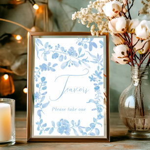 Poster Blue français vintage floral favorise la douche nu