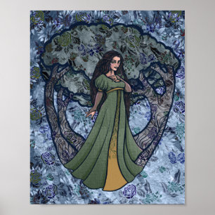 Poster Blue Goddess Woods Pagan Art Nature Goddesses