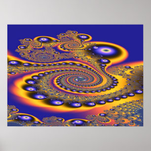 Poster Blue Gold 3 Art Abstrait