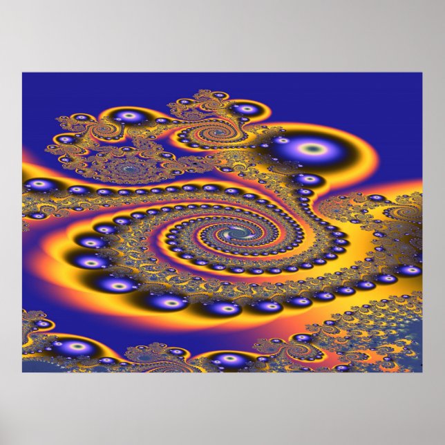 Poster Blue Gold 3 Art Abstrait (Devant)