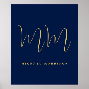 Poster Blue Gold Colours Professionnel Lettres initiales 