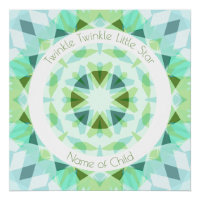 Blue Green Twinkle Little Star Baby Child Nursery