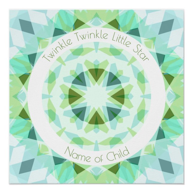 Poster Blue Green Twinkle Little Star Baby Child Nursery (Devant)
