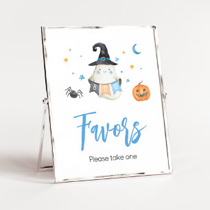 Poster Blue Halloween Ghost Little Boo Baby shower Faveur