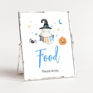 Poster Blue Halloween Ghost Little Boo Baby shower Nourri