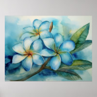 Poster Blue Hawaii Plumeria