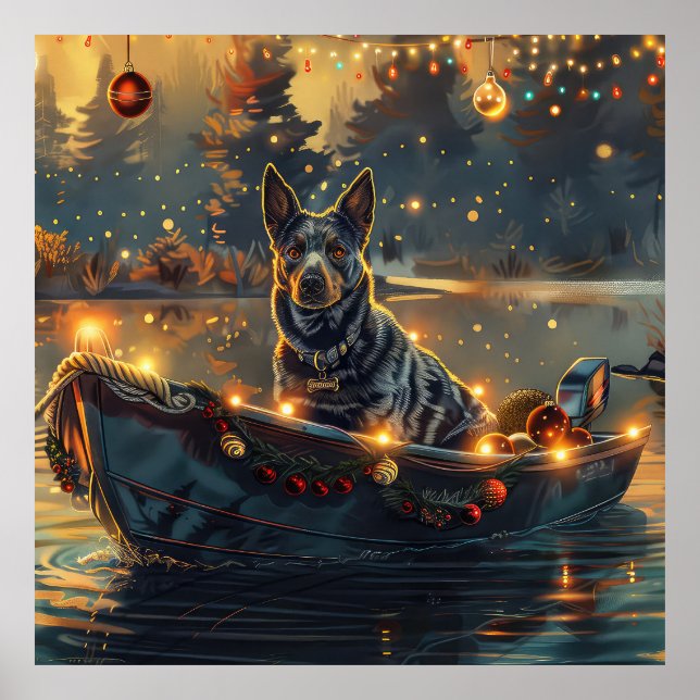 Poster Blue Heeler Noël Festive Voyage (Devant)