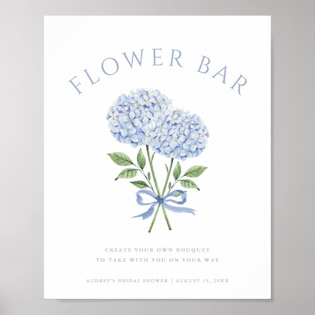 Poster Blue Hydrangea Blooms Bouquet Bar Flower (Devant)