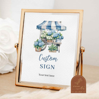 Poster Blue Hydrangea Flower's Shop Custom Party