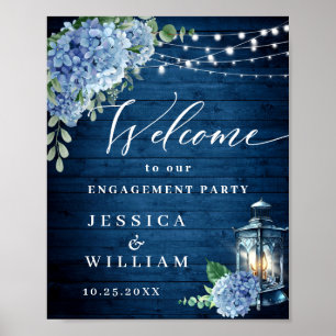 Poster Blue Hydrangea Lanterne Boho Boho ENGAGEMENT PARTI