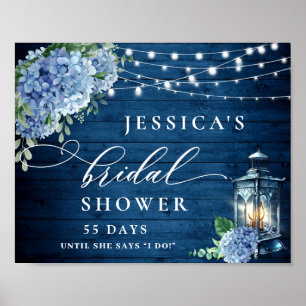 Poster Blue Hydrangea Lanterne Boho Fête des mariées