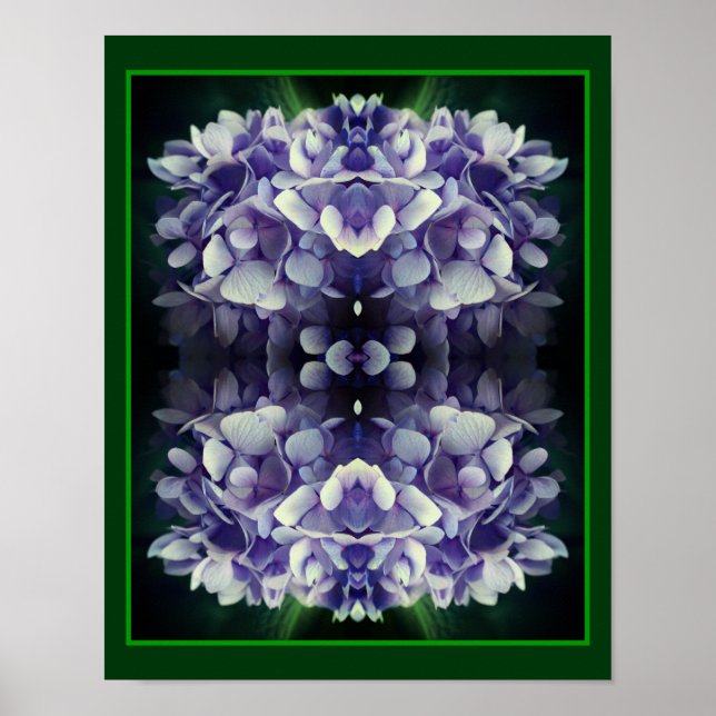 Poster Blue Hydrangea Petals Gros plan Abstrait (Devant)