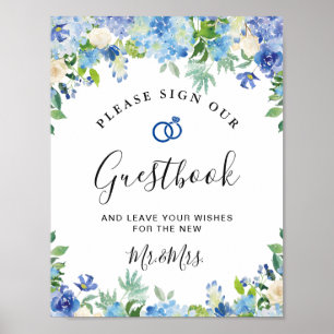 Poster Blue Hydrangeas Greenera Signez Notre Guestbook Po