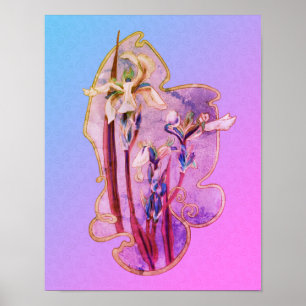 Poster Blue Irises Floral Art dévêtu