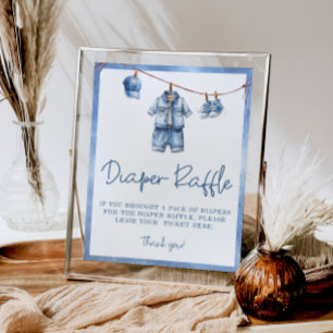 Poster Blue Jean Baby Baby shower Déchets Raffle