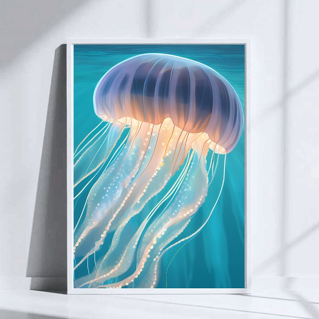 Poster Blue Jellyfish | Ocean Animal Painting Art (Créateur téléchargé)
