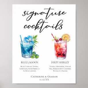 Poster Blue Lagoon Dirty Shirley Signature Cocktails Menu