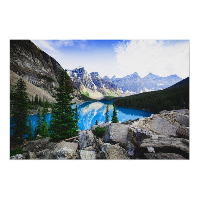 Poster Blue Lake Rocky Mountain Pine Forest (Devant)